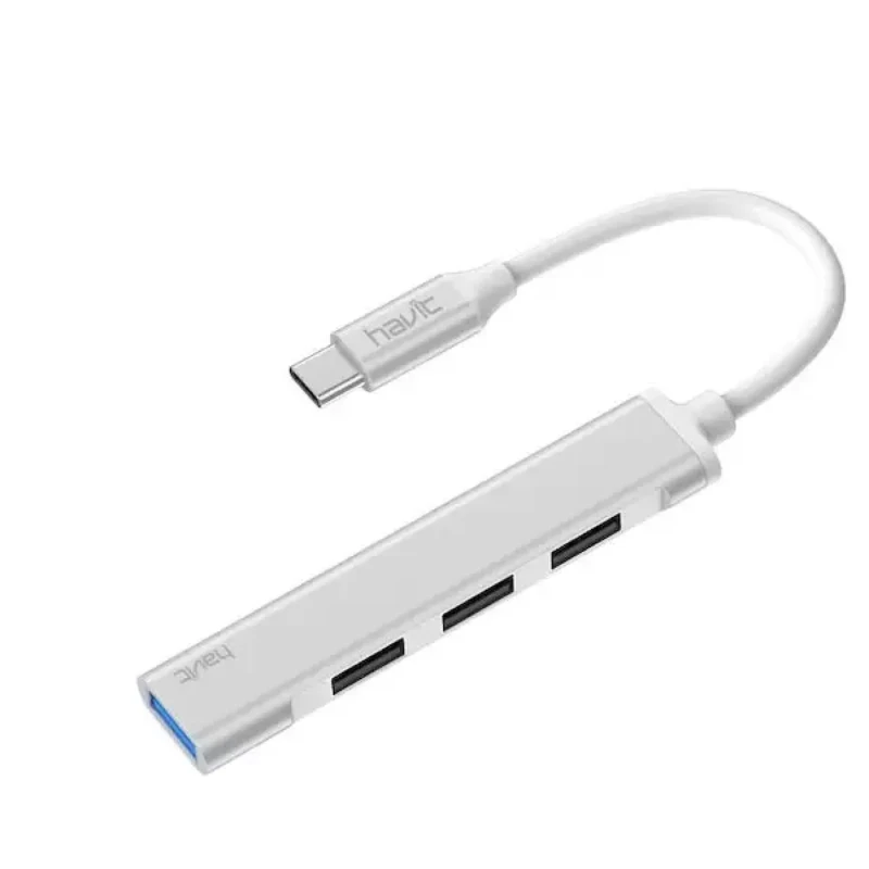Hub USB Tipo C 4 Puertos Havit Hb41 Aluminio Gris