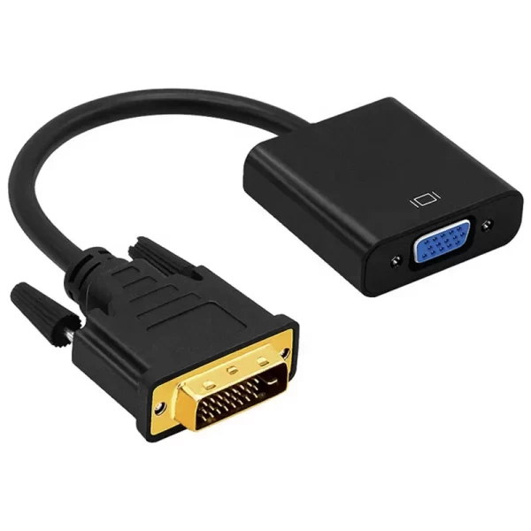 Adaptador DVI a VGA Macho a Hembra con Cable Corto y Conector Chapado en Oro