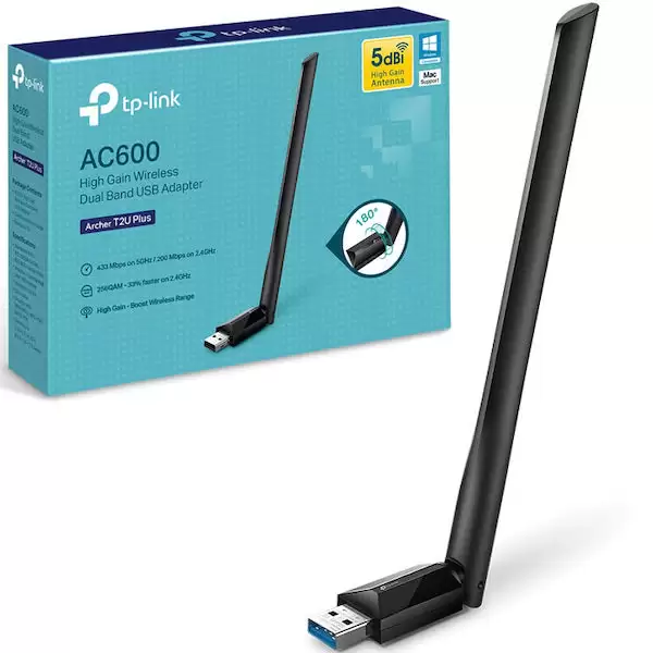 Adaptador de Red USB WiFi TP-Link AC600 Archer T2U Plus