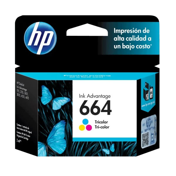 Cartucho de Tinta HP 664 F6V28AL Tricolor 2ml 100 Páginas