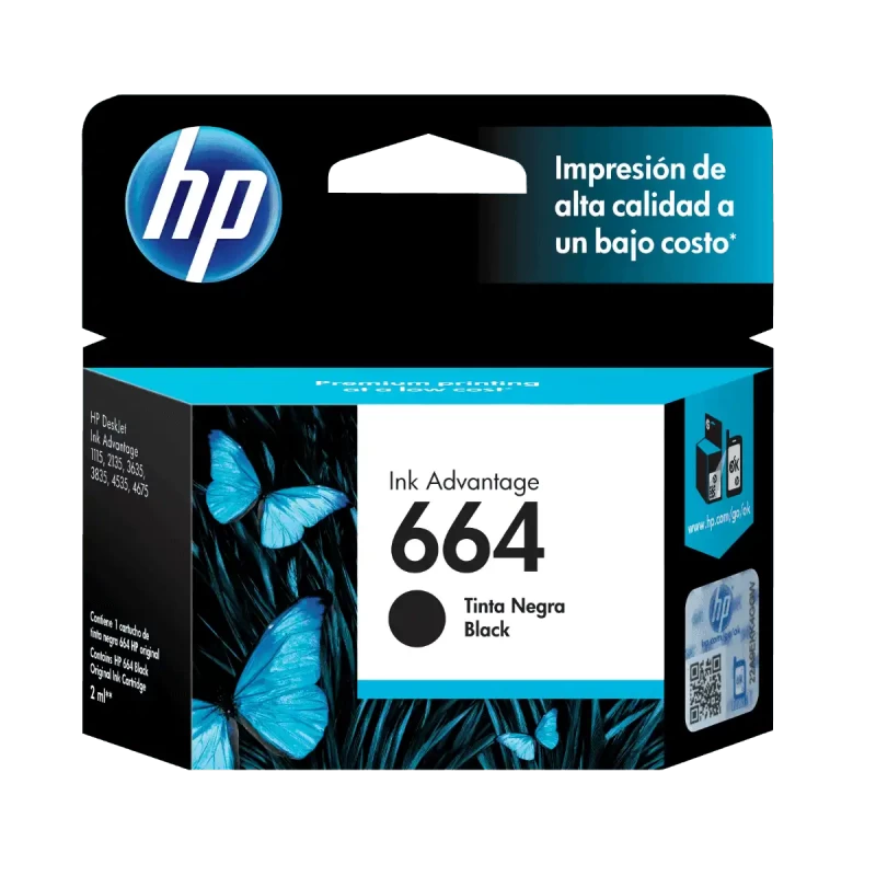 Cartucho Hp 664 - F6V29AL - Negro - 2ml