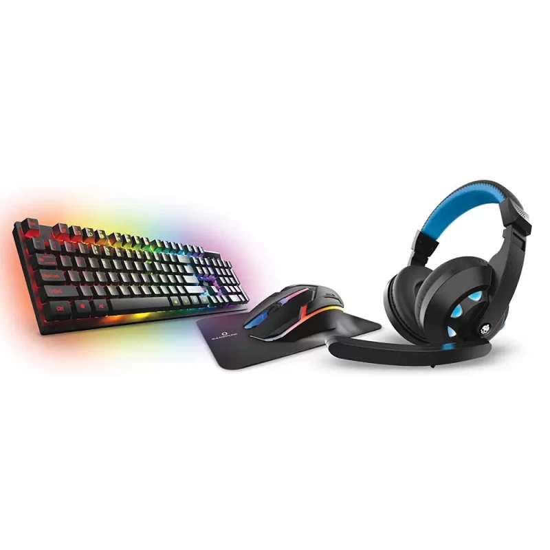 Combo Gamer GAME PUNK 4 en 1 con Teclado, Mouse, Audífonos LED y Mousepad Ergonómico