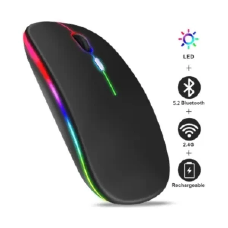 Mouse Inalámbrico Compacto RGB Bluetooth 5.1 Recargable 1600 DPI