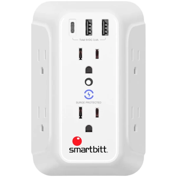 Regleta Smartbitt SBSS-BW6-3U Con 6 Contactos Y Puertos USB