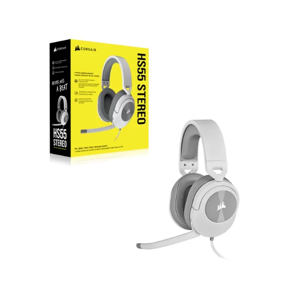 Audífono Gamer Corsair HS55 Estéreo 3.5mm Blanco - Imagen 2