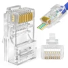 Conector RJ45 Cat6/Cat5e Pass Through 8P8C Chapados en Oro x100