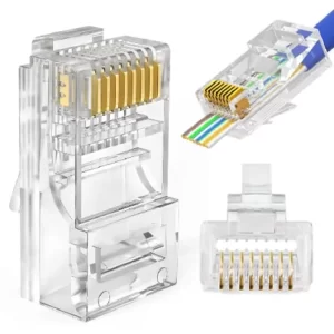 Conector RJ45 Cat6/Cat5e Pass Through 8P8C Chapados en Oro x100