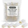 Conector RJ45 Cat6/Cat5e Pass Through 8P8C Chapados en Oro x100