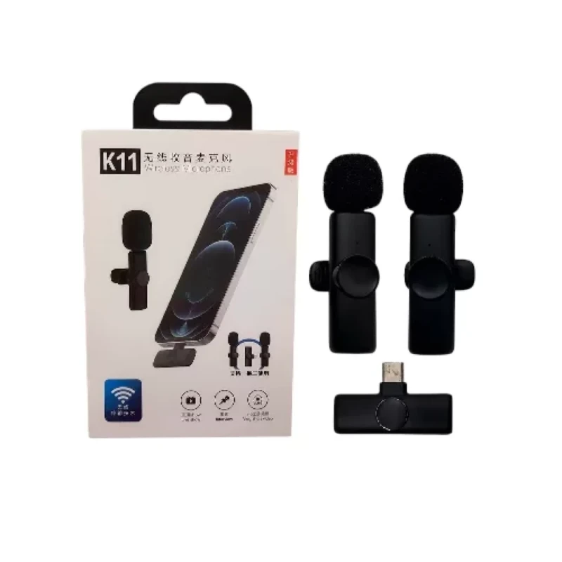 Micrófono De Solapa Inalámbrico K11 Tipo-C Negro