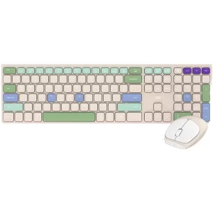 Combo Teclado Mouse Fantech WK895 Beige Inalámbrico BT/2.4GHz Silencioso