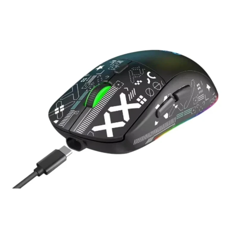 Mouse Inalámbrico HXSJ T90W RGB Negro Multimodal