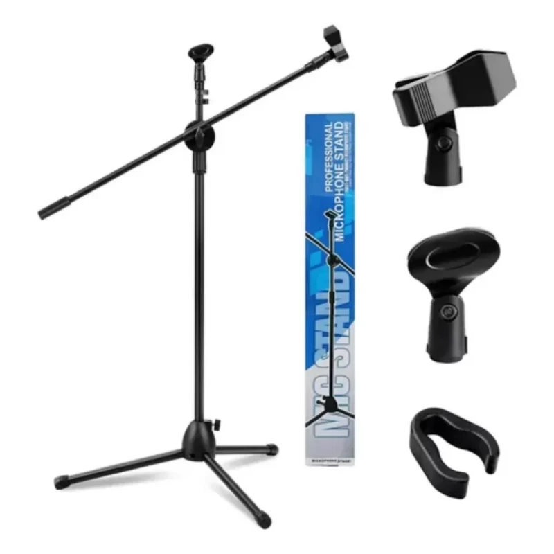 Base Pedestal para Micrófono Tipo Trípode Ajustable de 101 a 172 cm Metal Negro