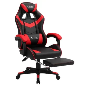 Silla Gamer CasaIsla Reclinable Negro/Rojo con Soporte Lumbar y Reposapiés