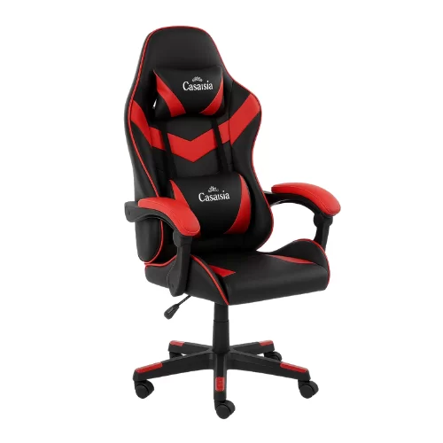 Silla Gamer CasaIsla Reclinable Negro/Rojo con Soporte Lumbar