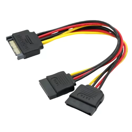 Cable Divisor SATA 15 Pines 1 Macho a 2 Hembras 20cm Alimentación HDD