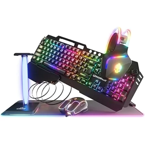 Combo Gamer GAME PUNK 6 en 1, Teclado, Mouse, Audífonos y Accesorios LED