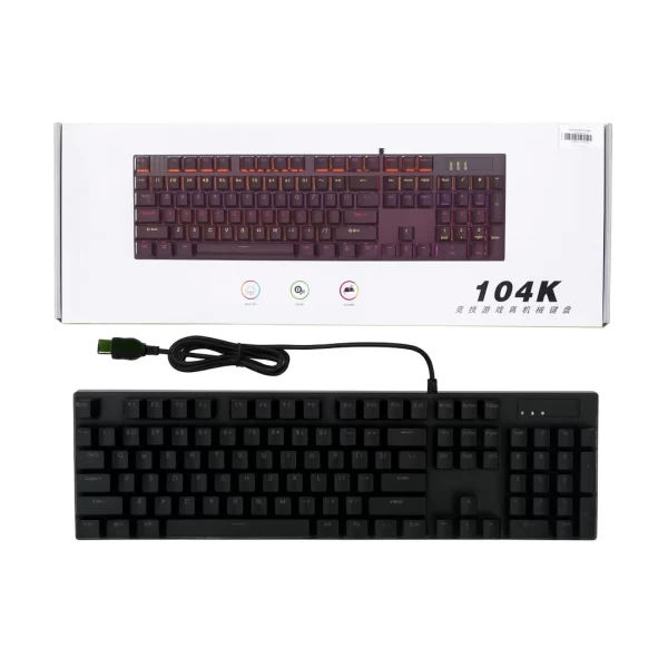 Teclado Mecánico 104K Retroiluminado con Funciones FN y USB