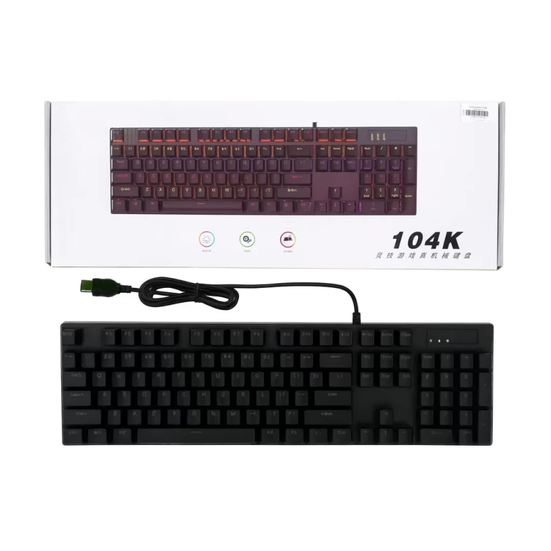 Teclado Mecánico 104K Retroiluminado con Funciones FN y USB
