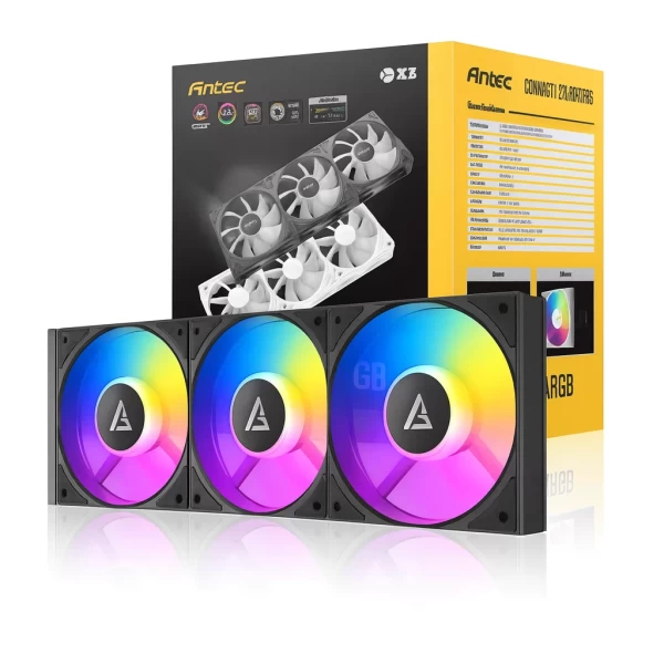 Abanico Antec C120 ARGB Negro 120mm Pack 3 con Controlador