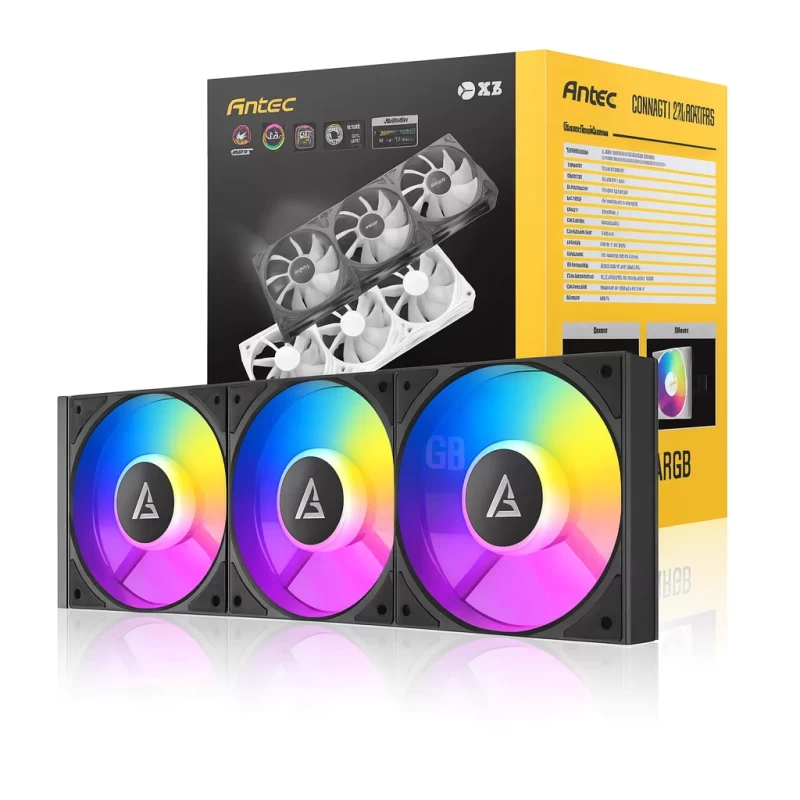 Abanico Antec C120 ARGB Negro 120mm Pack 3 con Controlador