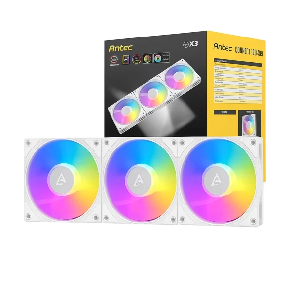 Abanico Antec C120 ARGB Blanco 120mm Pack 3 con Controlador