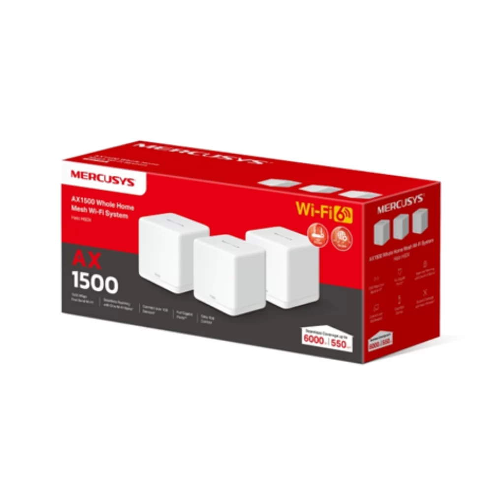 Router Mercusys Halo H60X (3-Pack) Mesh Wi-Fi 6 AX1500 1500 Mbps con Puertos Gigabit