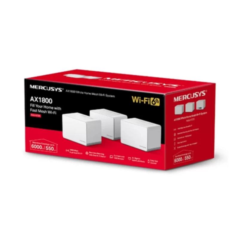 Router Mercusys Halo H70X (3-Pack) Mesh Wi-Fi 6 AX1800 1800 Mbps con 3 Puertos Gigabit