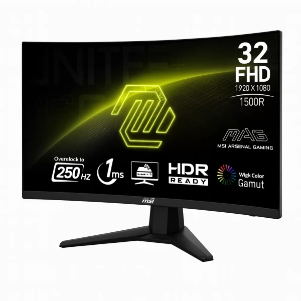 Monitor MSI MAG 32C6X 31.5" Curvo FHD 250Hz Rapid VA 1ms con HDMI y DisplayPort
