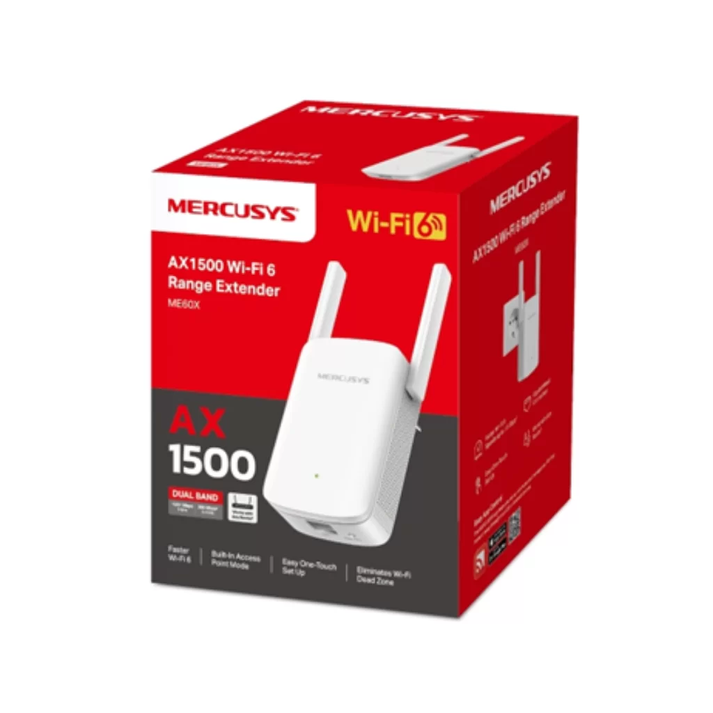 Extensor de Red Wireless Mercusys ME60X Wi-Fi 6 AX1500 con EasyMesh y Puerto Gigabit