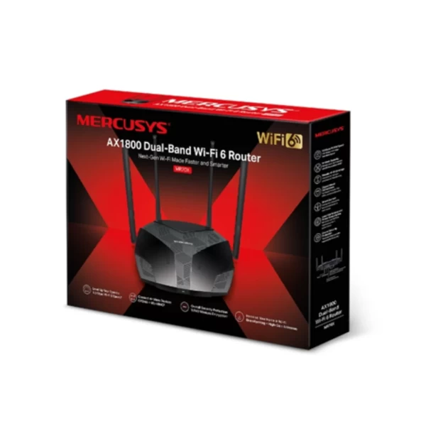 Router Wireless Mercusys MR70X AX1800 Wi-Fi 6 con 4 Antenas y Puertos Gigabit