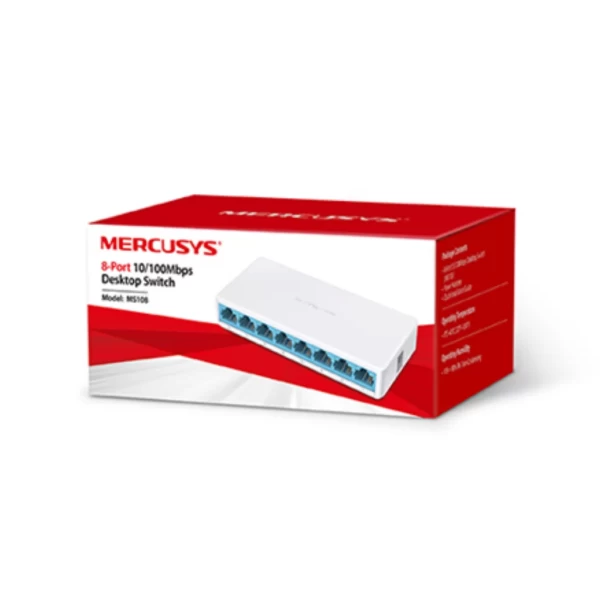 Switch Mercusys MS108 8 Puertos Fast Ethernet No Administrable Plug & Play