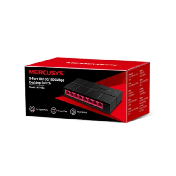 Switch Mercusys MS108G 8 Puertos Gigabit No Administrable Plug & Play