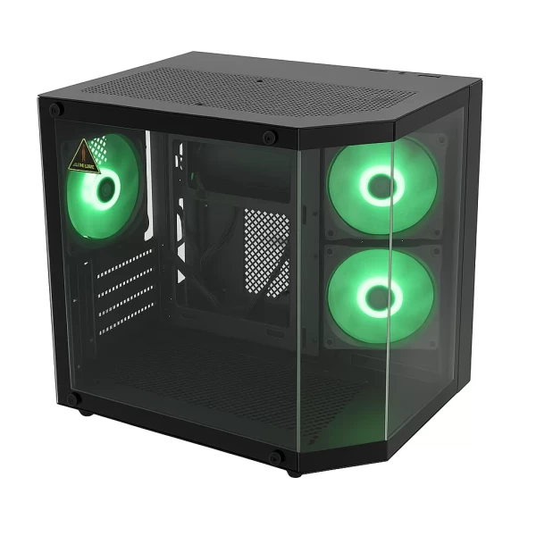 Case Gamer Agiler AGI-C015 Micro ATX ITX Cristal Templado Doble Esquina Negro