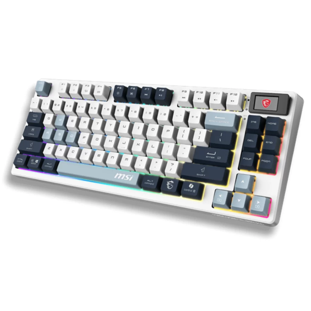 Teclado Gamer MSI Forge GK600 TKL W Sky Mecánico RGB Wireless Blanco/Azul