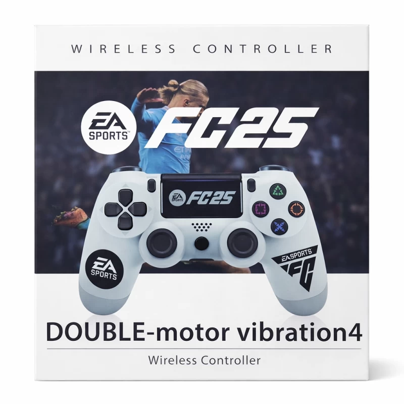 Control de Juegos FC25 Gamepad Wireless Doble Vibración PS4 Negro Blanco