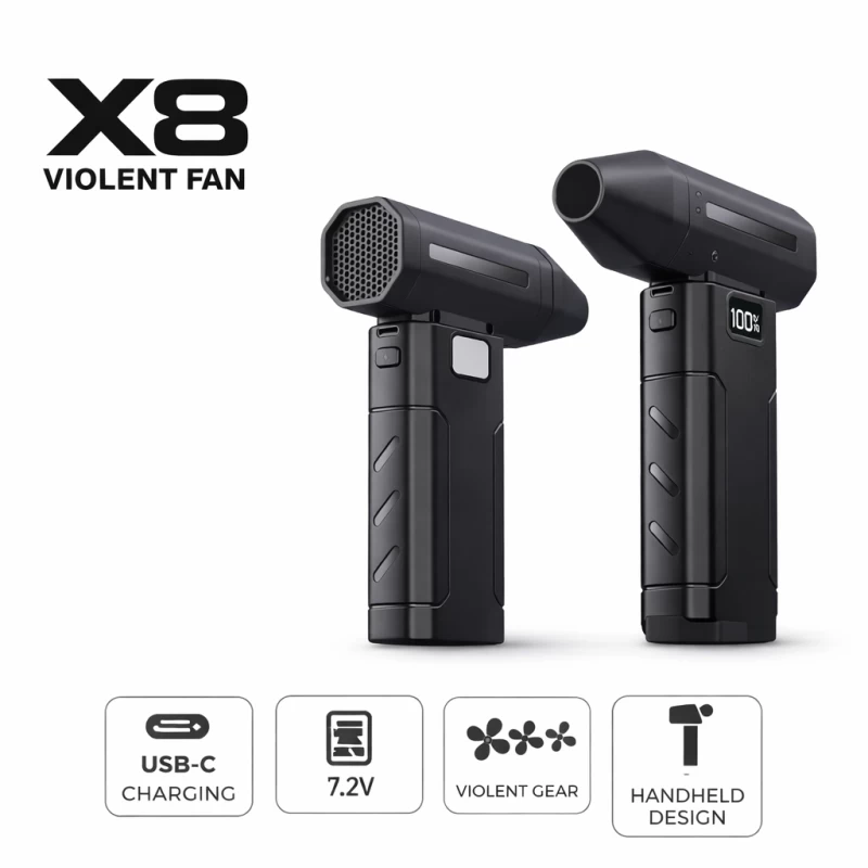 Soplador Portátil Violent Fan X8 Recargable USB-C 5 Velocidades