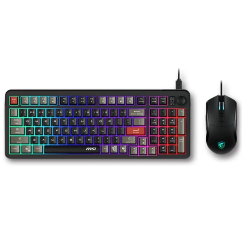 Combo Teclado Mouse MSI Forge GK110 US Alámbrico RGB Negro
