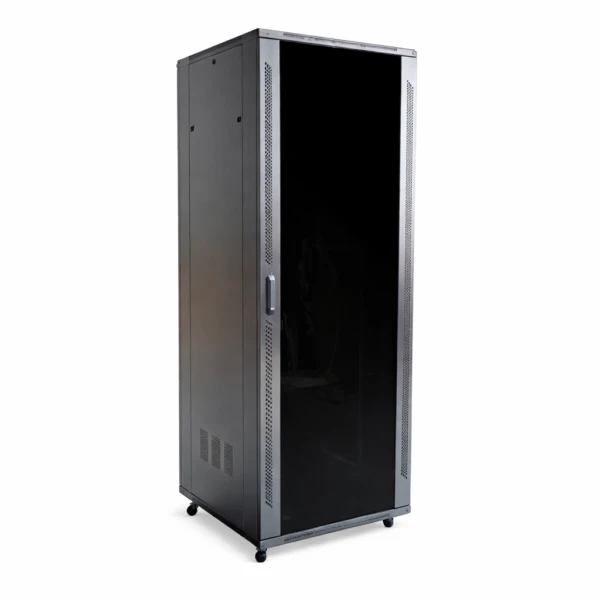 Gabinete Rack Click Cam 24U 19 600x600 Piso Negro Con Puertas y Cerradura