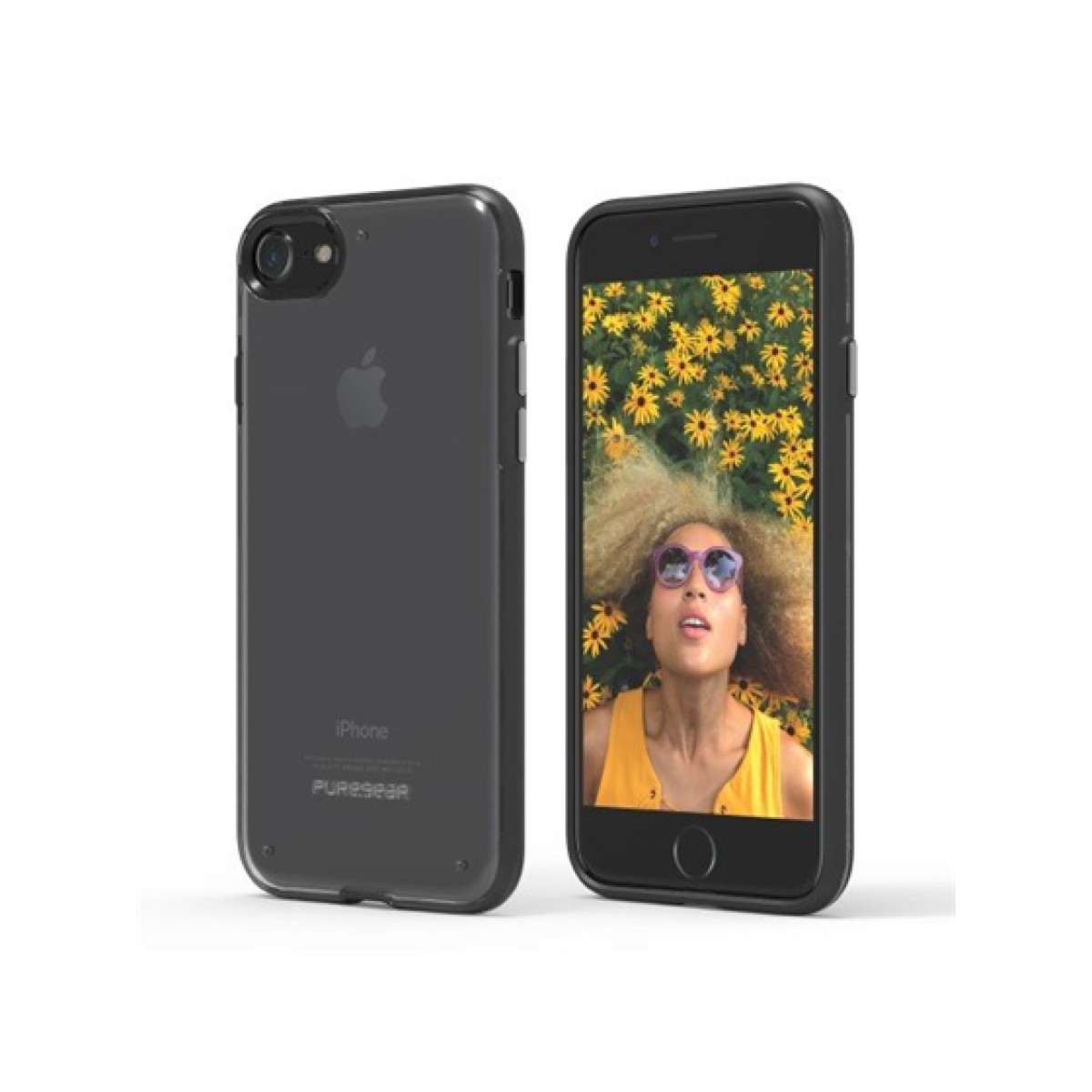 Cover Puregear Para Iphone 8 7 Slim Flexible Transparente Negro