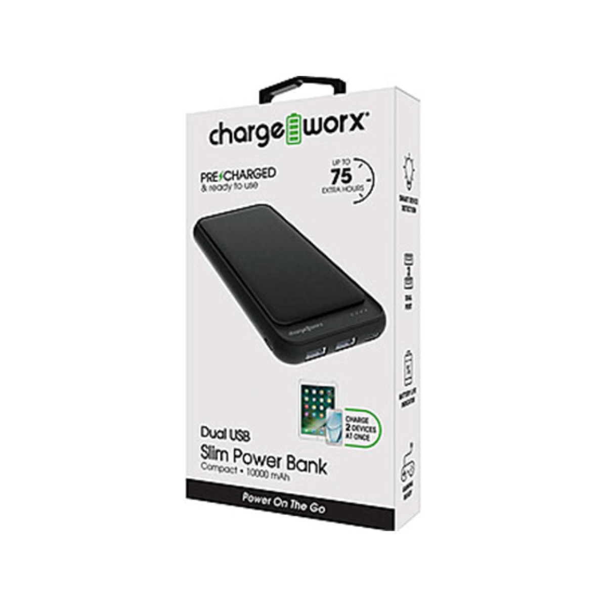 Cargador Movil Chargeworx 10000mAh Dual USB-A USB-C Micro Input