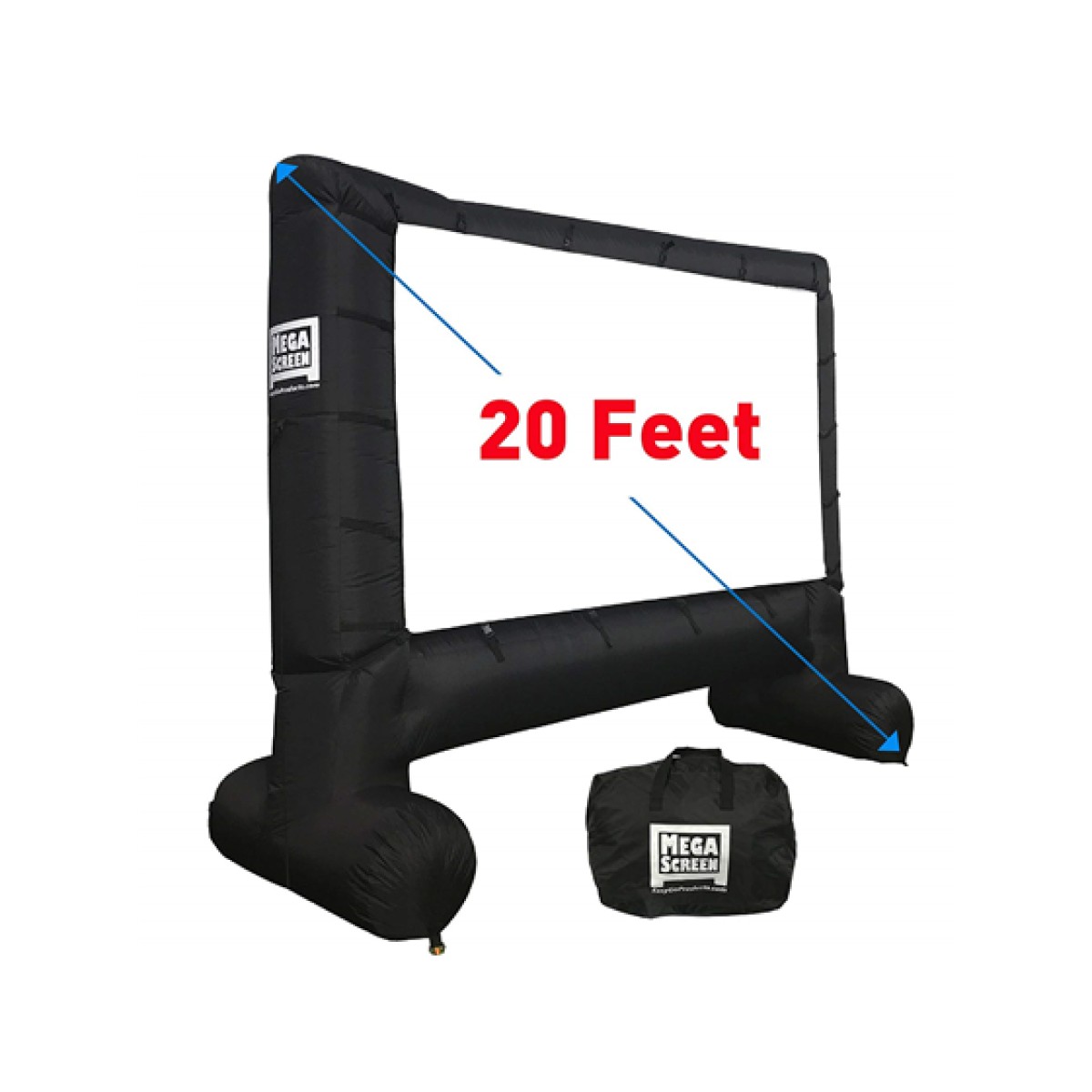 Pantalla Megascreen 20 Pie Inflable Para Proyector Negro