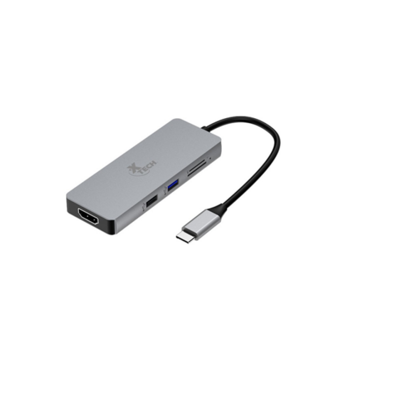 Hub USB-C Xtech Multipuertos 5 En 1 Con HDMI 4K Y Lector Sd