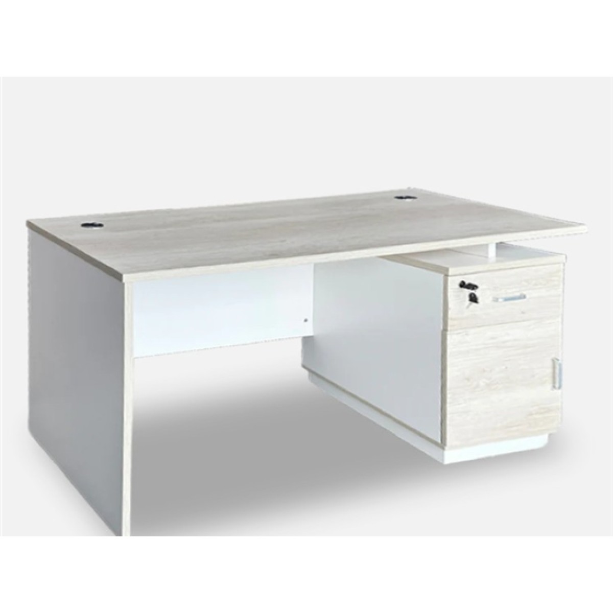 Escritorio Con Base De Metal Myo 3 Cajones Beige Y Blanco