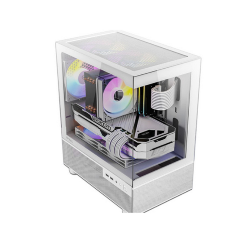 Case Gamer Micro-Tower Blanco Antec Con Ventiladores Rgb Y Vidrio Templado