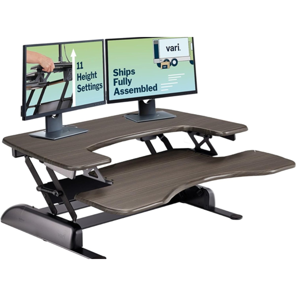 ESCRITORIO (PARA ESTAR DE PIE) VARIDESK PRO PLUS 36, 11 ALTURAS CONFIGURABLES, CON BANEJA PARA TECLADO Y MOUSE, COLOR EXPRESSO,