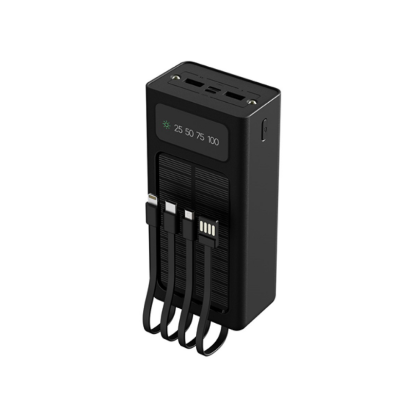 Cargador Móvil Xtech Power Bank 30000mAh Panel Solar Cables Integrados