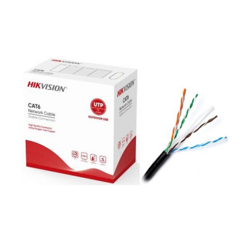 Cable Utp Hikvision CAT6 Exterior 23 Awg 99% Cobre Negro 1000 Pies