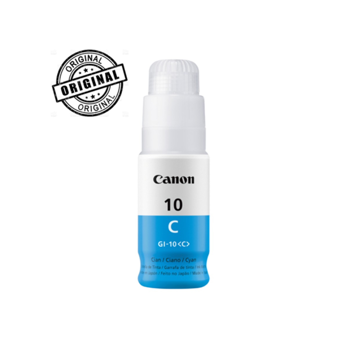 BOTELLA DE TINTA CANON GI-10 CYAN, 70ML, COMPATIBLE CON IMPRESORA GI-10, G5010, G6010, G7010