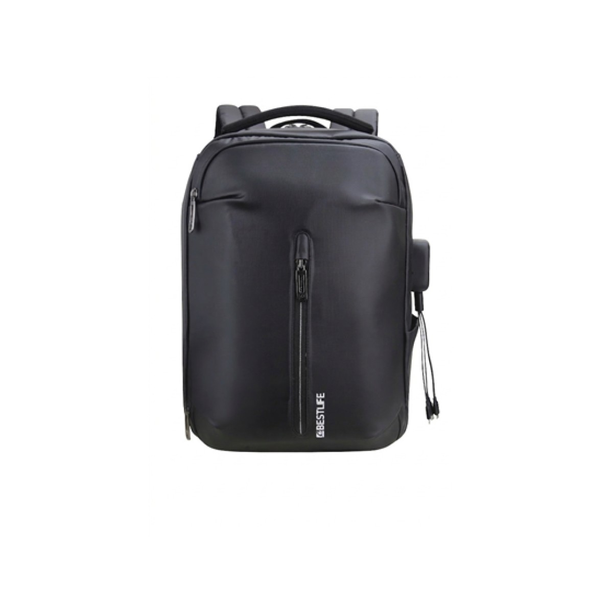BULTO PARA LAPTOP  BESTLIFE 15.6" TIPO MOCHILA, IMPERMEABLE, CONECTOR RETRACTIL 3 EN 1 CON USB, USB-C Y LIGHTNING, COMPARTIMENTO PRINCIPAL ANTIRROBO, BOLSILLOS DELANTEROS Y BOLSILLO OCULTO,  NEGRO