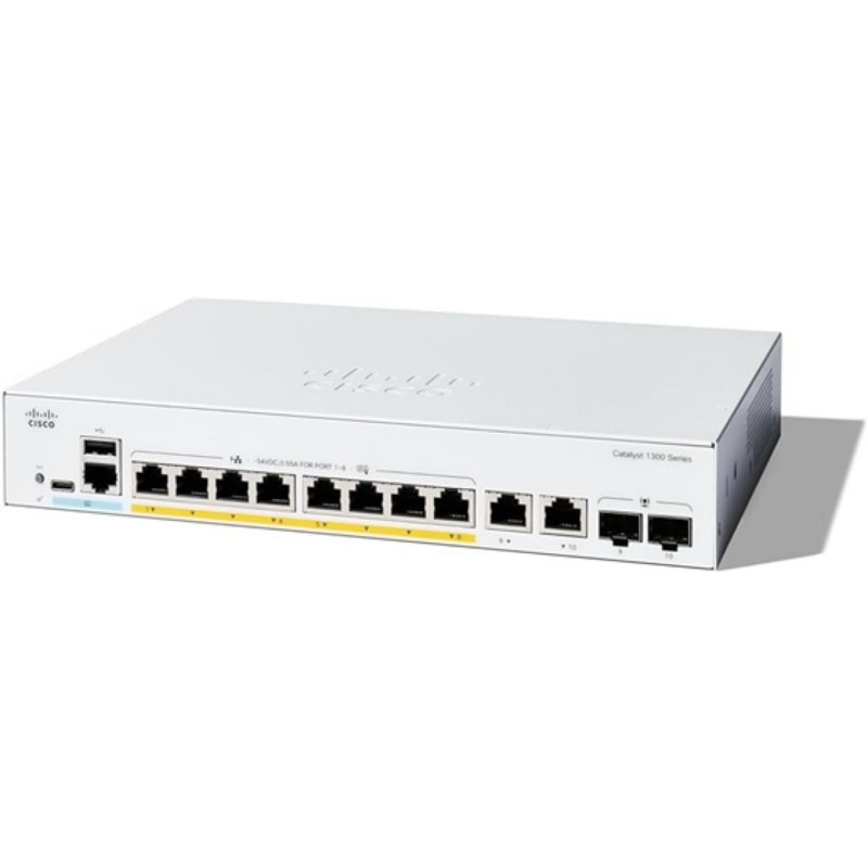 Switch Cisco Catalyst C1300-8Fp-2G De 8 Puertos Full Poe Y 2 Combo Ge